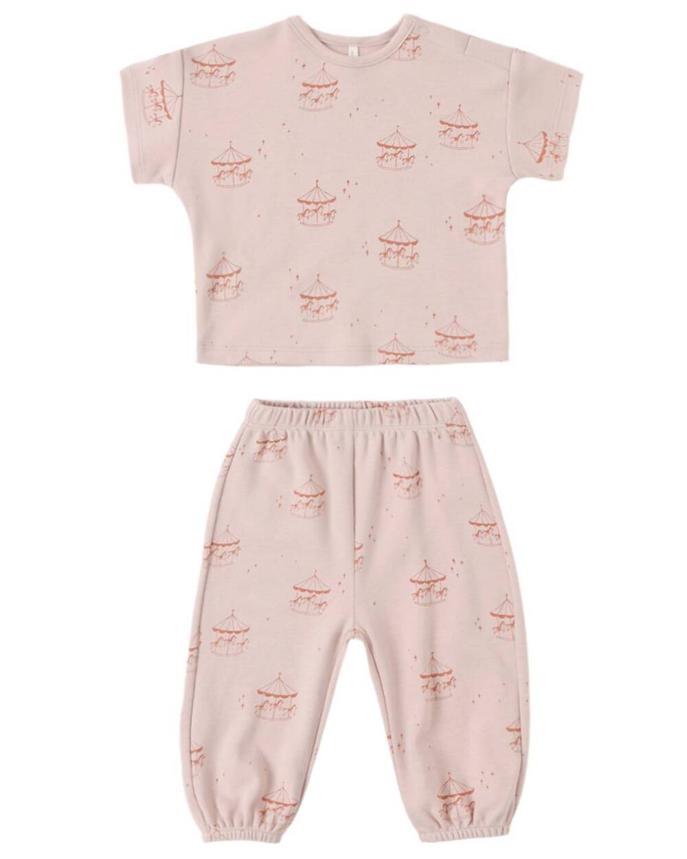NEW QUINCY MAE kids' jersey tee and pant set in pink
